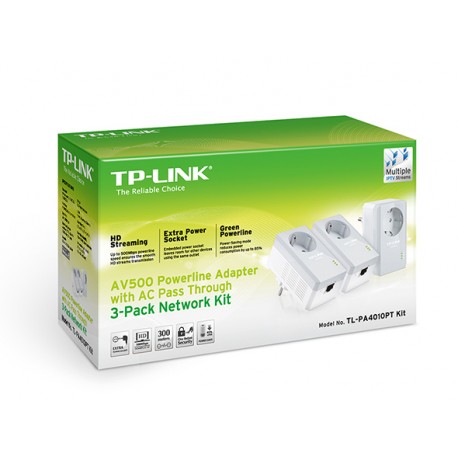 Powerline TP-LINK Shucko Kit 3 PLC 500MB (TLPA4010PTKIT)