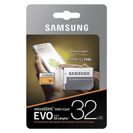 Tarjeta de Memoria Micro SD SAMSUNG 32Gb Con Adap.SD EVO C10 FHD (MP32GA/EU)