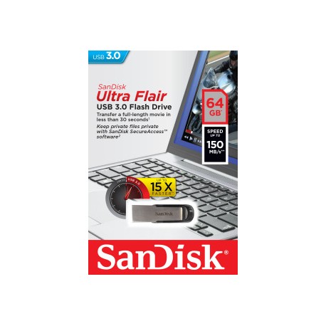Pendrive SANDISK Ultra Flair USB3.0 64Gb (SDCZ73-064G)
