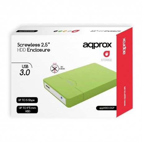 Caja HDD APPROX 2.5'' Sata USB3 Verde (APPHDD10GP)
