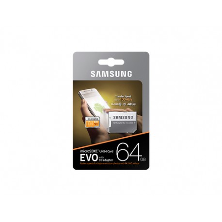 Micro SD SAMSUNG 64Gb con Adap. SD EVO Clase 10 (MP/C64GA/EU)