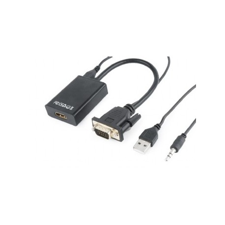 Cable Adaptador CE/GEMBIRD VGA A HDMI 0.15M NEGRO (A-VGA-HDMI-01)