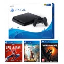 Consola PS4 Slim 500GB Con Juegos Spiderman + Assassin Odyssey + Tomb Raider